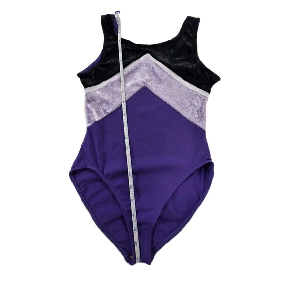 Gilda Marx VTG 90s Cotton Velvet Colorblock Dance Leotard Adult XS (Y/J) Purple - Picture 11 of 13